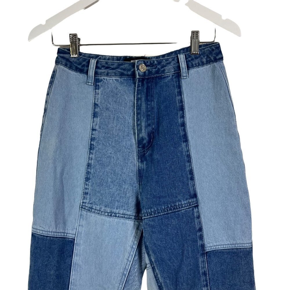Missguided Patchwork Straight Leg Blue Jeans Deni… - image 3